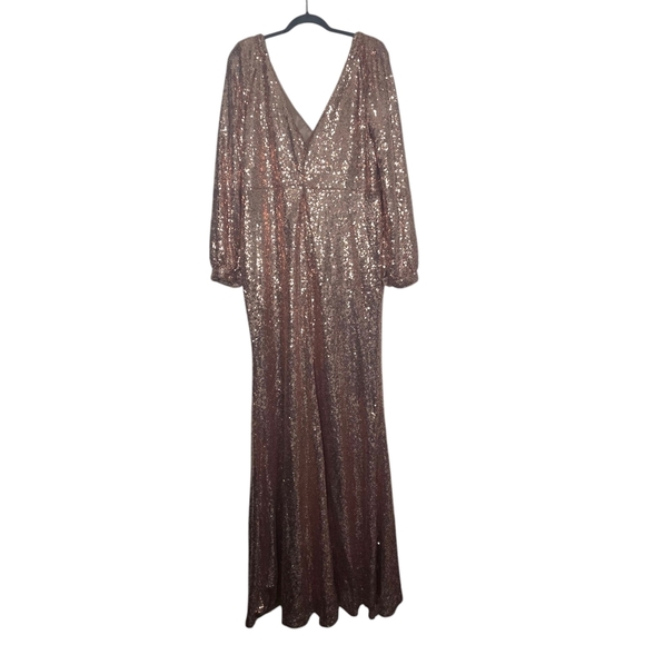 Rose Gold Sequin V-Neck Dress - Picture 4 of 14